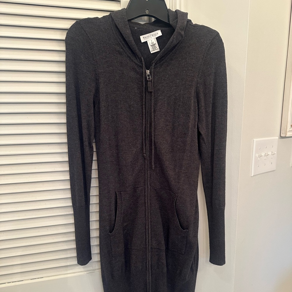 White House black market long zip up coat/shirt